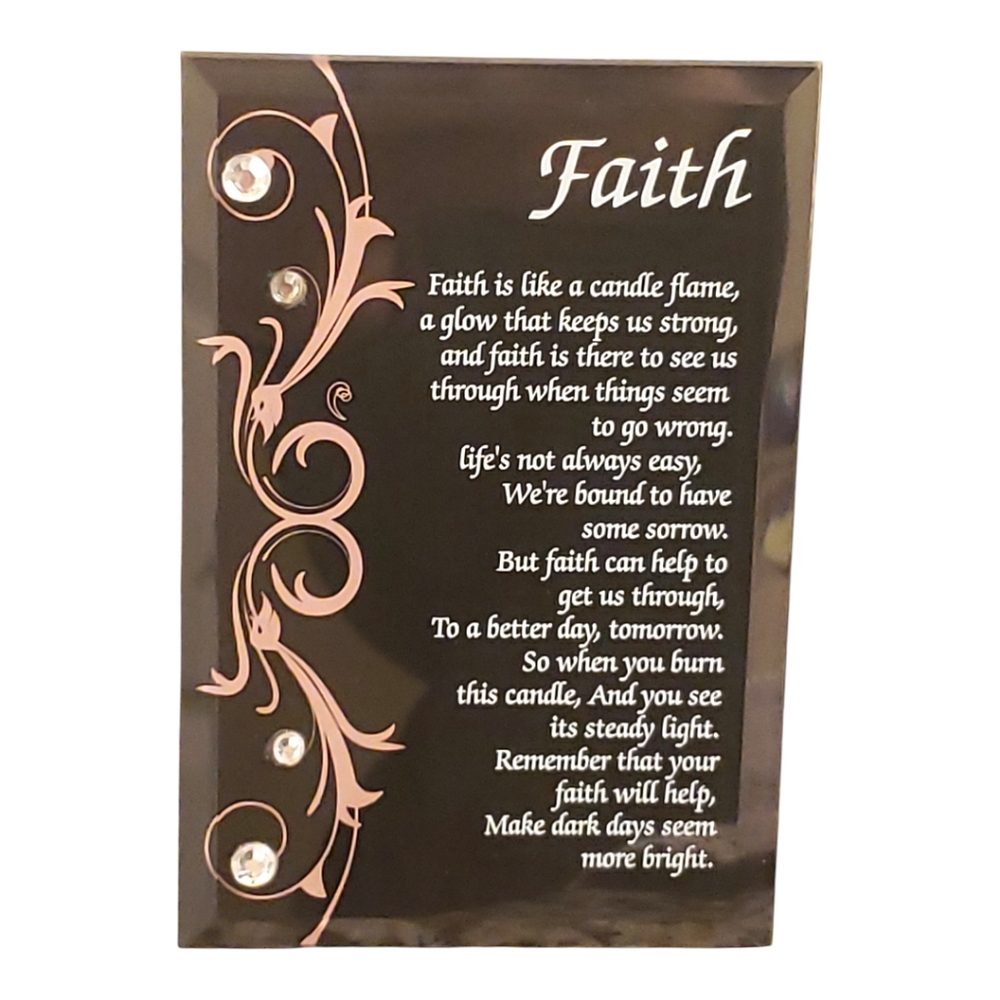 Free Standing Glass "Faith" Plaque